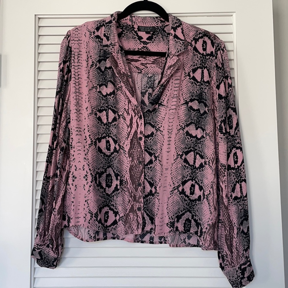 Topshop pink and black cheetah blouse